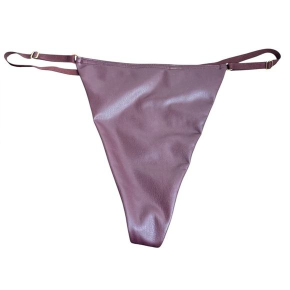 Victoria's Secret Faux Leather Adjustable V-String Panty Brown - Picture 3 of 8